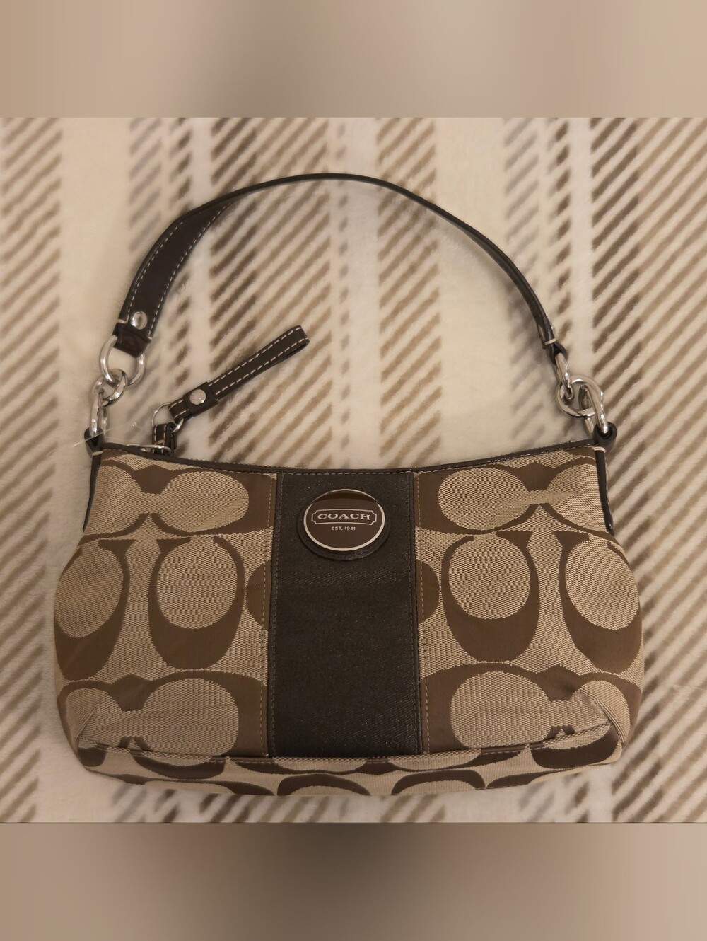 Vintage Coach Signature Stripe Demi Jacquard Monogram Bag Y2K